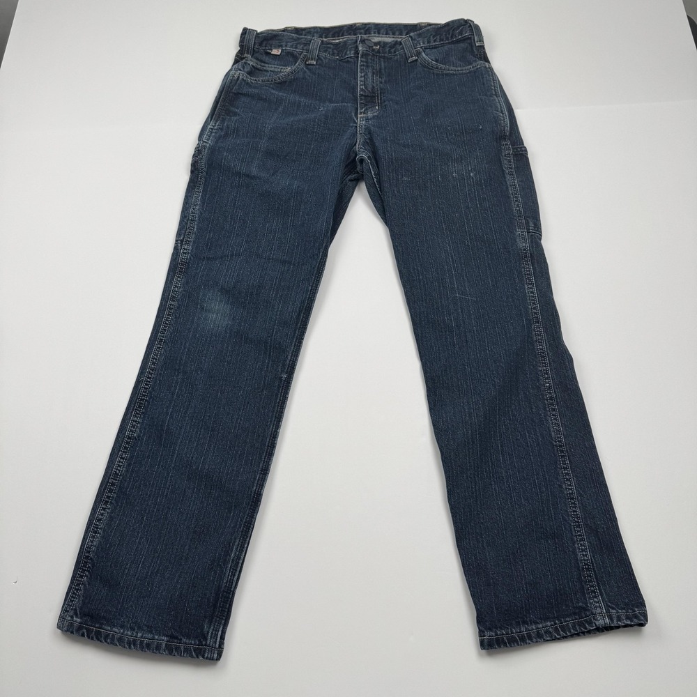 Carhartt Flame Resistant Jeans Mens 34x30 (32x27) Blue Relaxed Fit Work FR CAT2